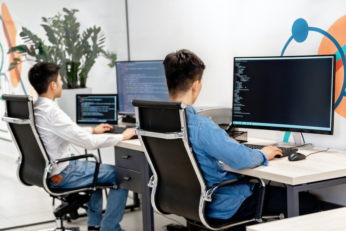 professionals using computers at work