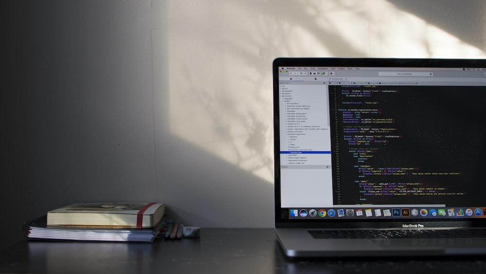Laptop screen showing a programming language