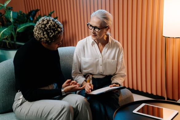 Two women having a discussion